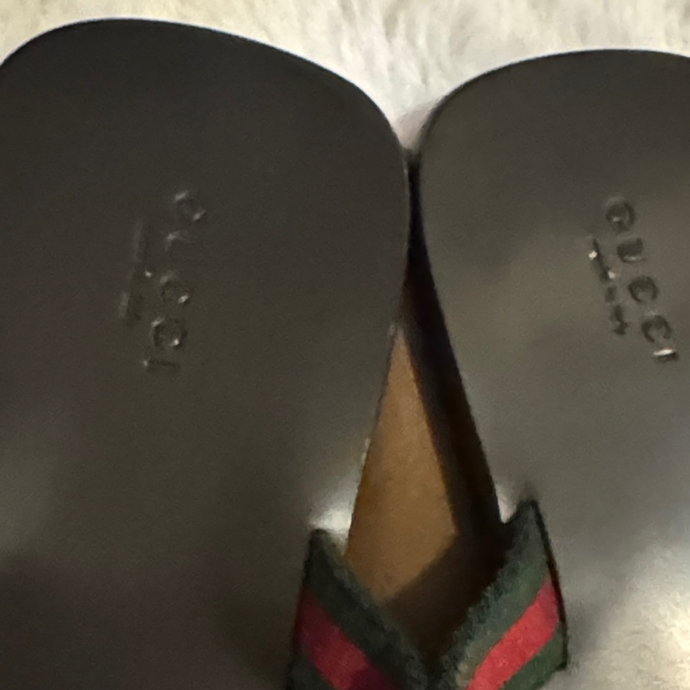 Gucci Black Flip Flops with Gold Logo - Picture 12 of 14